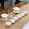 Juego de Té de Porcelana Blanca con Tapa de Cerámica con Filtro, Taza de Té, Tetera, Caja de Regalo, Logo con Borde Dorado, Porcelana de Dehua para Uso Doméstico