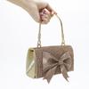 Nuevo bolso de noche de mano de estilo lujoso y ligero transfronterizo, bolso de noche de mano con lazo de diamante brillante de alta calidad, bolso de boda