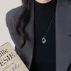 Collar Colgante Geométrico de Metal Minimalista para Mujer Otoño e Invierno Lujo Accesible Nicho Gama Alta Cadena Larga Deslizante para Suéter Accesorios