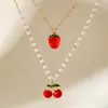 Joyería Europea y Americana, Collar de Cerezas de Perlas de Imitación de Lujo Ligero, Collar Multicapa Versátil de Gama Alta, Venta al por Mayor para Comercio Exterior