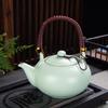Nuevo juego de té con tetera de viga de horno Ru, adecuado para el hogar, estilo chino, gran botella de agua fría, tetera de cerámica, juego de regalo con logotipo