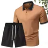 Estación Independiente de Exportación Transfronteriza Traje de Camisa Polo para Hombre Moda Estampado 3D Manga Corta Polo Shorts de Playa Casuales