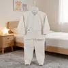 Conjunto de Ropa Interior para Bebé de Primavera y Otoño con Cuello Alto, Camisetas Térmicas y Pantalones de Algodón Sin Costuras con Dibujos Animados para Niños