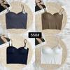 Top de tubo de una pieza con copa fija de seda de hielo, espalda de belleza, tirantes finos para los hombros, antiexposición, para niña, con almohadilla para el pecho, ropa interior exterior envolvente para mujer