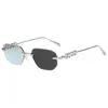 Gafas de Sol Sin Marco Xs33455, Elegantes Gafas de Sol Metálicas con Varillas de Cadena que Cambian de Color, Protección UV, Nuevo Modelo 2026