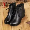 Botines retro de estilo étnico para mujer, piel suave, tacón grueso, colección otoño/invierno 2026, cómodos, forrados de felpa para abrigar, adecuados para madres