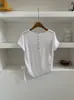 Camiseta de Verano Nuevo Estilo 2026 para Mujer, Cuello en V con Cordón Plisado, Manga Corta de Color Sólido, Diseño de Verano, Elegante, Versátil, Top Adelgazante