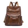 Mochila transfronteiriça feminina grande capacidade transfronteiriça nova europeia e americana retrô PU couro macio texturizado bolsa feminina mochila de viagem simples