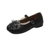 Sapatilhas Baixas com Strass de Fogos de Artifício Femininas 2026 Novas Sapatilhas Mary Jane de Renda para Saias Sapatos de Fada Flats