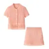 Atacado Transfronteiriço Aliexpress Verão 2025 Novo Conjunto de Moda Malha com Manga Curta para Mulheres Design Casual