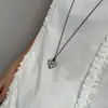 Estilo Coreano Corda Preta Geométrica Prata Design Simples Estilo Cool Corrente de Suéter Personalizada Longa Nicho Versátil Colar para Mulheres