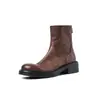 Couro de cavalo de primeira camada Dr. Botas Martens femininas botas polidas outono e inverno novas couro genuíno bico redondo salto médio zíper traseiro botas únicas botas femininas curtas