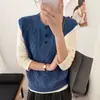 Chaleco de mujer para exteriores, nueva colección de otoño 2026, chaleco de punto en capas, suéter de punto trenzado sin mangas, moderno y elegante