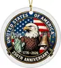 2026 Estados Unidos 250º Aniversário Pingente de Cerâmica Dia da Independência Tema Liberdade Decoração Presente de Feriado de Natal