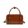 Bolsa Pequena de Mão Retrô Maillard para Mulheres 2025 Nova Moda Bolsa Quadrada Pequena de Couro com Cera de Óleo Textura Outono e Inverno Bolsa Transversal