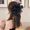 Nuevo Pasador de Pinza de Tiburón Negro con Malla Estrellada y Lazo para el Cabello para Mujeres, Accesorio para el Cabello para Recogidos en la Parte Trasera de la Cabeza