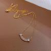 Collar de Cara Sonriente para Mujer Cadena para Clavícula Moda Marca de Nicho Joyería para el Cuello ins Tendencia Simple Estilo Frío Cadena para el Cuello de Celebridad de Internet