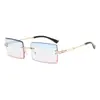 Europa y Estados Unidos súper populares gafas de sol cuadradas sin montura estilo retro hip hop callejera ins para cara pequeña gafas de sol cóncavas al por mayor