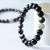 Pulseira de pedra obsidiana prateada natural feminina pulseira de contas de jade Hetian masculina joias de casal ano de nascimento