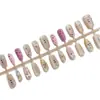 Uñas postizas KTShort en forma de T Sueños Dulces con moños 3D y diseños florales, lindos adhesivos para uñas French Cat-Eye al por mayor