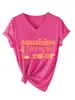 Sunshine é meu favorito Amazon Wish site independente moda estilosa feminina camiseta gola V manga curta