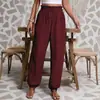 Estilo Nuevo Primavera y Verano 2026 Transfronterizo Europeo y Americano Amazon Wish Comercio Exterior Moda Casual para Mujer Pantalones Largos Elásticos de Color Sólido para Mujer