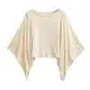 Camiseta Cropped Manga Longa Flare de Um Ombro Feminina Verão Novo Estilo Hot Girl Slim Fit Cor Sólida Versátil Proteção Solar Top