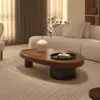 Mesa de chá de madeira maciça estilo antigo para sala de estar, simples e para uso doméstico, novo modelo 2025 com formato único, design criativo para espaços pequenos, madeira natural com cor vintage