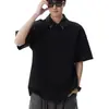 Camiseta de Manga Corta con Estilo Retro Americano, Falsa de Dos Piezas Cosida, para Hombre, Cuello Campana de Verano, Holgada, Casual, Versátil, Cleanfit, Media Manga