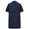 Jaleco Azul de Manga Curta Roupas de Trabalho Camufladas Roupas de Proteção do Trabalho Roupas à Prova de Poeira para Oficina Resistente a Manchas Jaleco Longo Roupas para Manuseio em Fábrica de Criação