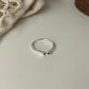 Anillo Suchuang S925 de plata esterlina con apertura de gota negra y pegamento fino para mujer, diseño minimalista de Corea del Sur, combina con todo.