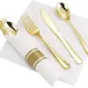 Juego de cuchillo, tenedor y cuchara desechables de plástico plateado de Amazon, servilletas decorativas para bodas, fiestas y cenas, tres piezas