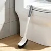 Cepillo para inodoro para uso en el baño, cepillo de limpieza para baño doméstico con mango largo, montado en la pared, para limpiar y eliminar manchas, cepillo para inodoro con cabeza curva