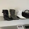 Botas Plisadas de Tacón Grueso para Mujer 2026 Nuevo Verano-Otoño Vintage Versátiles Puntiagudas con Hebilla Adelgazantes Botas Vaqueras Western