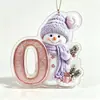 Novas decorações de Natal com boneco de neve roxo transfronteiriças de 26 letras, enfeites acrílicos 2D para casa e carro