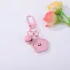 Llavero Colgante de Flor Geométrica de Resina con Cara Sonriente de Color Caramelo Forma de Corazón DIY Accesorio Creativo para Mochila Decoración