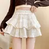 Falda midi blanca estilo ballet para mujer, nueva colección verano 2026, línea A, adecuada para figuras petite, con volantes, falda corta