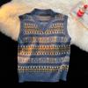 Chaleco de suéter retro con cuello en V para hombre, marca de moda de primavera, informal, para estudiantes, estilo japonés, chaleco de punto sin mangas que combina con todo
