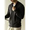 Série Pioneer Antipelúcia Algodão Penteado Pesado Cardigan de Tricô com Zíper Cor Sólida Suéter Engrossado Outono Inverno