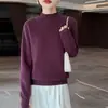 Suéter de punto 100% lana pura estilo minimalista con cuello medio alto para mujer, otoño e invierno, de alta gama, engrosado, cálido, suéter básico