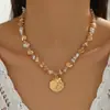 Collar con Colgante de Concha de Moda Más Vendido en Amazon para Mujer Estilo Bohemio Cadena para Clavícula de Concha de Grava Collar al Por Mayor