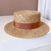 Sombrero de copa plana de hierba real de seda dorada tejido a mano de lujo para mujer, sombrero de sol de paja Lafite para verano, sombrero de sol moldeable, moda