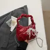 Bolsa de Corrente com Laço Plissado Nova Primavera Estilo Coreano Design de Nicho Bolsa de Mão para Mulheres Estilo Doce Bolsa Transversal