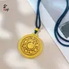 Colgante de Brújula Dorado de Moda para Transmisión en Vivo, Collar de Brújula de Ocho Tesoros con Carácter de Fortuna Giratorio, Cadena Versátil para Suéter de Moda Estilo Chino