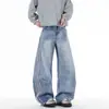 Nuevos Jeans de Pierna Ancha Estilo Americano Lavados con Rayas Laterales y Efecto Desgastado para Hombre Primavera 2026, Elegantes Pantalones