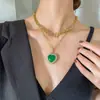 Conjunto de anel de esmeralda sintética, pingente de esmeralda e brincos de esmeralda, moda europeia e americana