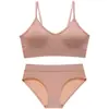 Comércio Exterior Conjunto de Calcinhas Íntimas Sem Costura Sem Aro Push-Up Respirável Yoga Profundo U Sexy Lindo Costas Conjunto de Sutiã