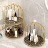 Jaula para pájaros de hierro forjado, estante de almacenamiento de escritorio, decoración para el hogar, cosméticos, tocador, estante de almacenamiento para acabado, transfronterizo