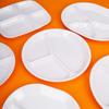 Plato separado de melamina para jóvenes, plato de plástico blanco para comida rápida, plato dividido para comedor escolar, vajilla al por mayor