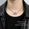 Collar Minimalista de Acero de Titanio Corto con Cierre Cuadrado Hueco tipo OT para Hombres y Mujeres, Cadena de Clavícula de Personalidad Hip-Hop de Moda